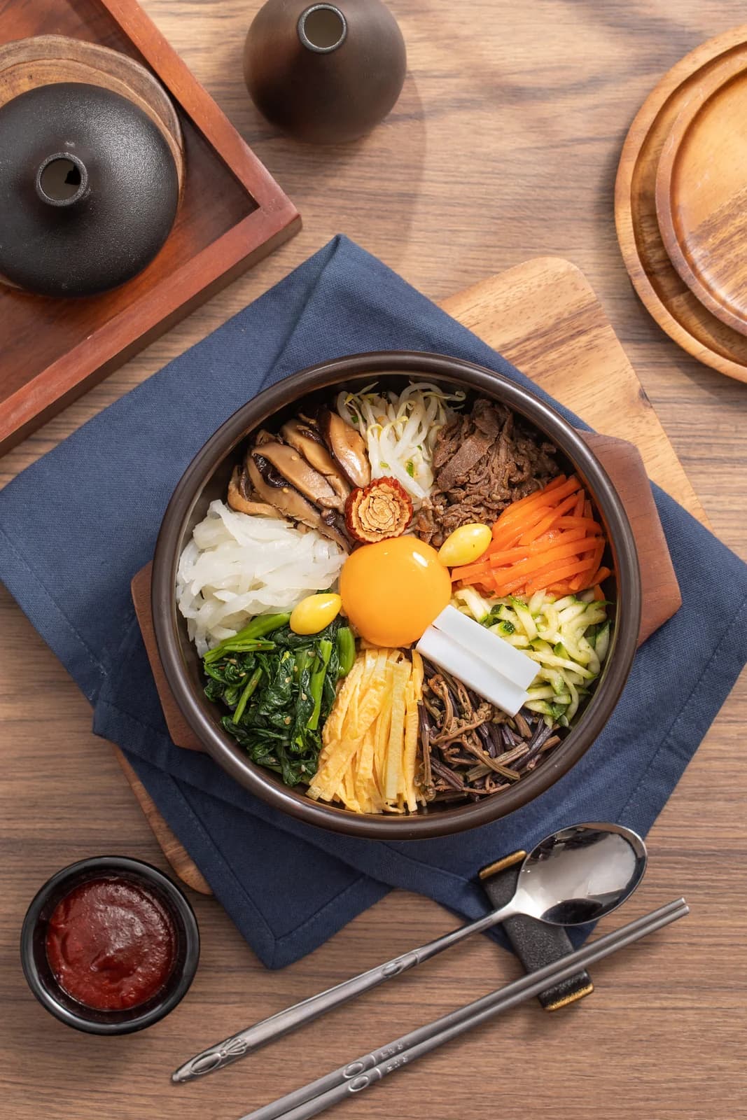Dolsot bibimbab seen from above at The Bibimbab