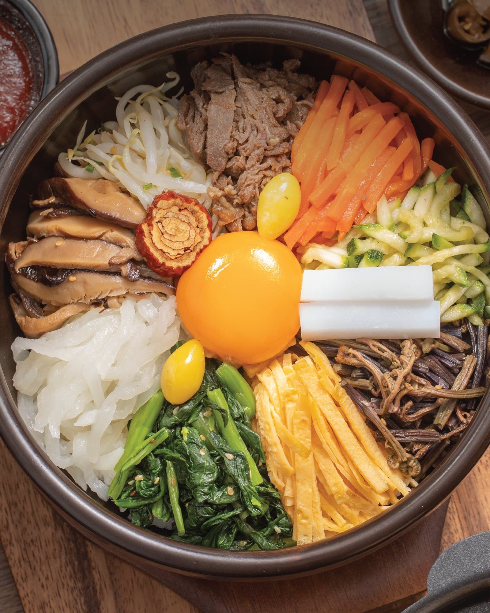 Dolsot bibimbap seen from above at The Bibimbab